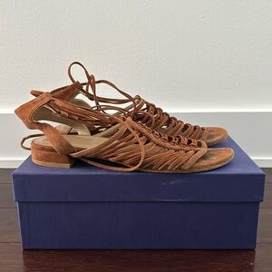 Stuart Weitzman Knot Again Brown Suede Sandals 8.5